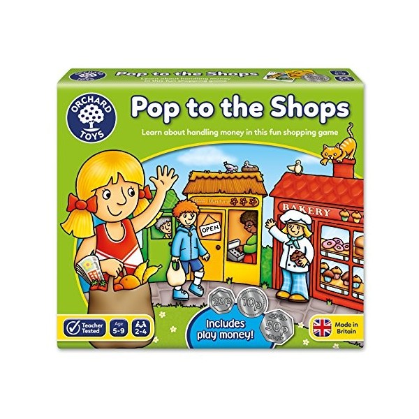 Orchard Toys Pop to the Shops Board Game, Helps Teach Handling Money and Giving Change, Perfect for Ages 5-9, Helps Money Ski