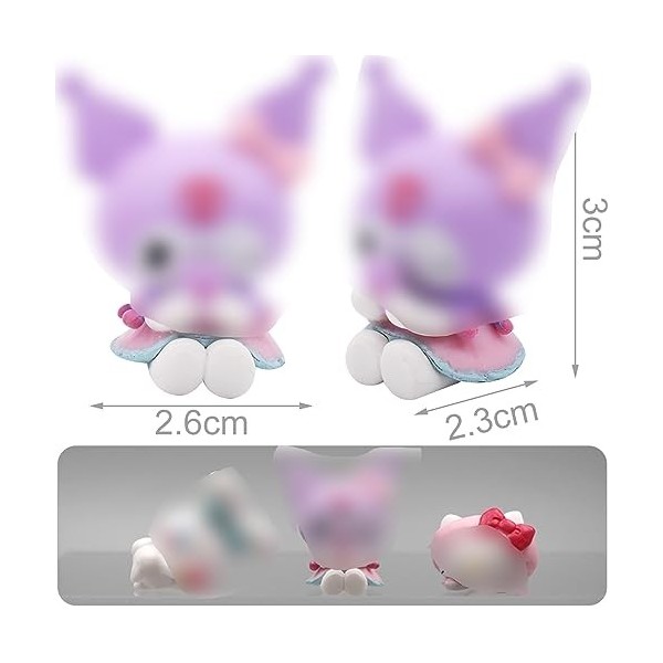 Lot de 5 mini figurines Kuromi Sanrio en PVC pour décoration de gâteau - Avec Kuromi Cannelle Chien Pochacco Mélodie Hello Ki