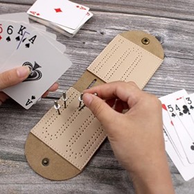 2 Pcs société en Cuir - Planche Cribbage Voyage,Ensemble société en Cuir Cribbage, Tableau Bord pour Les soirées Jeux en Fami