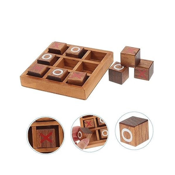 Toyvian 1 Set XO Échecs Jouets pour Enfants Jeu De Société en Bois Jouet en Bois Kidcraft Playset Jouets pour Voyage Orteil e