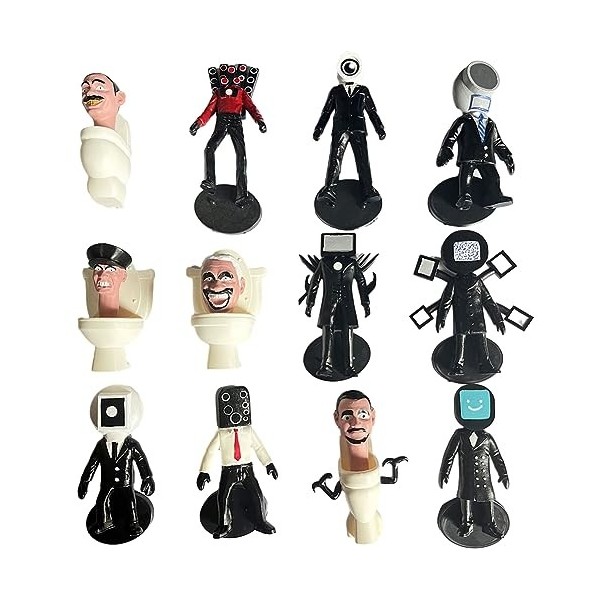 12PCS Skibidi Figurines,Skibidi Mini Figurines Kit,Kawaii Anime Figures,Décorations de Gâteaux,Décorations de Voitures,Jouets