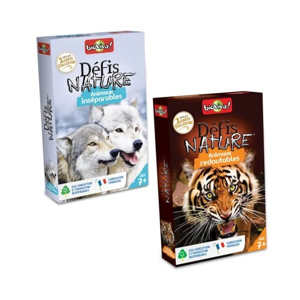 Bioviva - Défis Nature - Lot de 2 Jeux Défis Nature Animaux Inséparable et Animaux Redoutable - Jeux de société ludique - Jeu