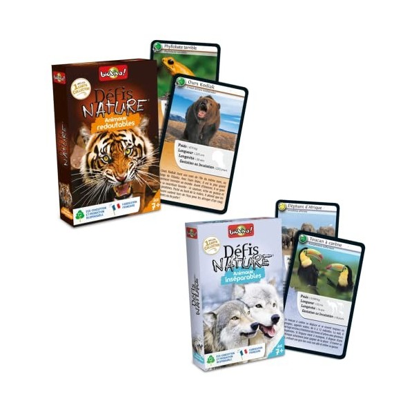 Bioviva - Défis Nature - Lot de 2 Jeux Défis Nature Animaux Inséparable et Animaux Redoutable - Jeux de société ludique - Jeu