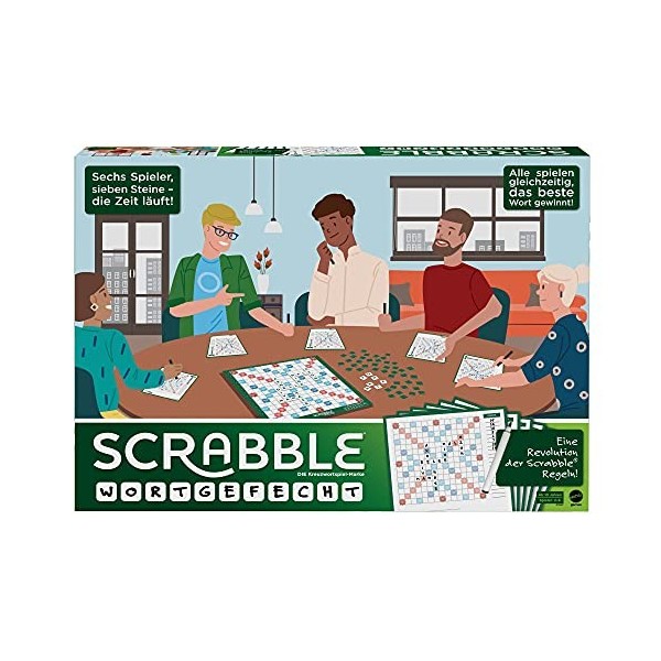 Scrabble Duplicate, jeu de société et de lettres sur plateau, version allemande, GTJ27