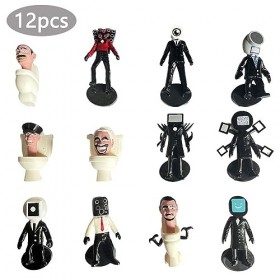 12PCS Skibidi Figurines,Skibidi Mini Figurines Kit,Kawaii Anime Figures,Décorations de Gâteaux,Décorations de Voitures,Jouets