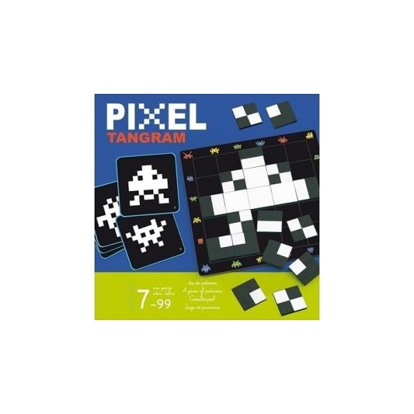 cavernedesjouets Jeu de Reflexion : Casse Tete Pixel Tangram 30 défis - Set Jeu de 7 a 99 Ans - Version française + 1 Carte T