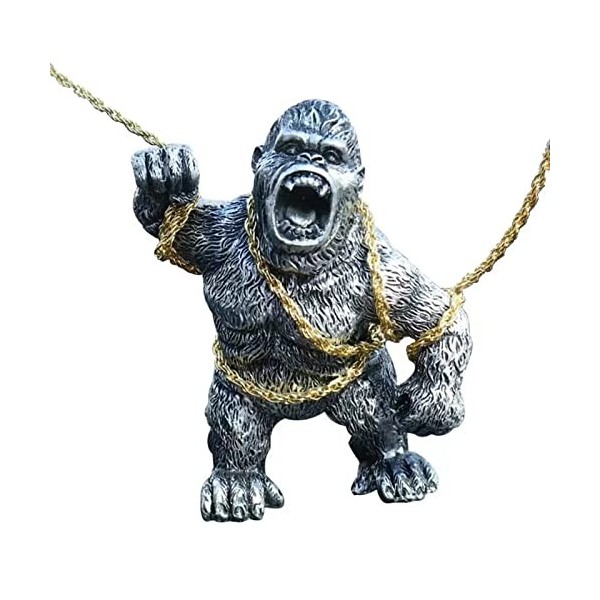 YJHWLF Gorilla Figurine King Kong - Modèle Gorilla - Jouet artificiel réaliste en PVC - Cadeau - Avec tapis de voiture et cha