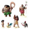 Poupée Moana Maui, ensemble de 6 figurines de famille Moana, ensemble de figurines, mini poupées animées, décoration de gâtea
