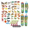 Lot de 56 figurines danimaux, 4 tubes assortis de dinosaures, vie marine, ferme et animaux sauvages, ensemble de jeu réalist