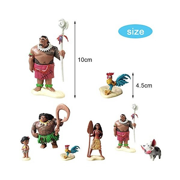 Poupée Moana Maui, ensemble de 6 figurines de famille Moana, ensemble de figurines, mini poupées animées, décoration de gâtea
