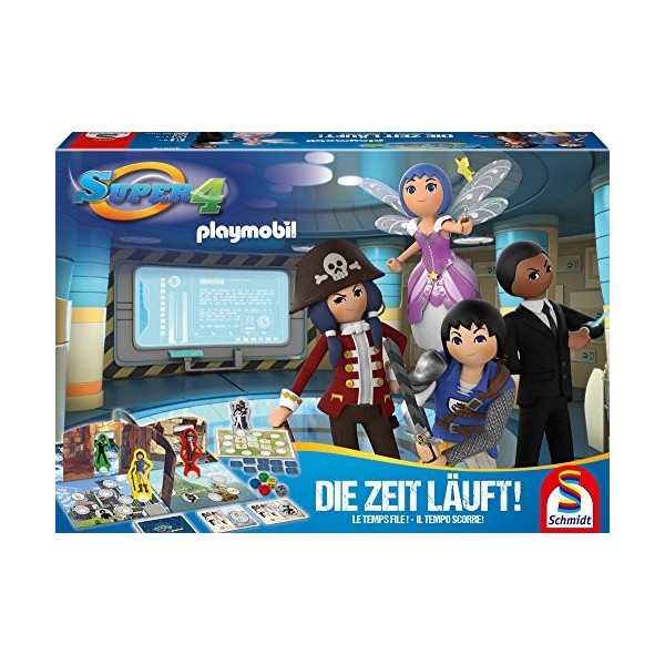 Schmidt Spiele- Playmobil Jeu de Plateau Super 4-Le Temps Passe, 40572