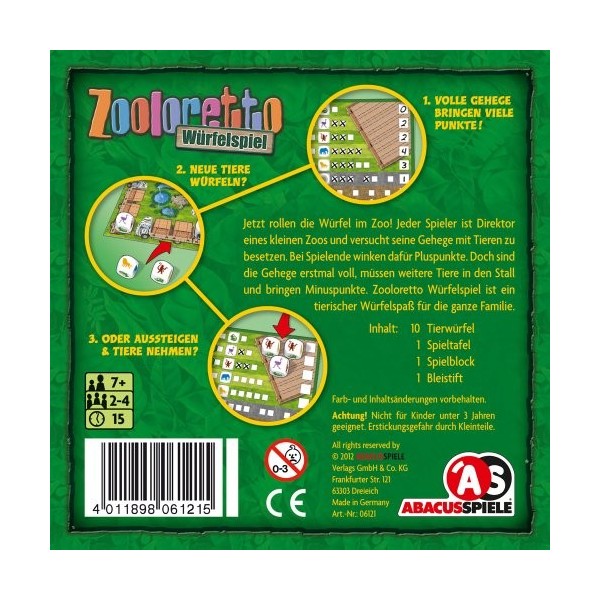 Abacus Spiele 06121 Zooloretto Jeu de dés