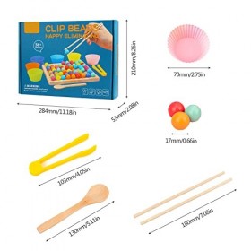 NOOLY Jeu de Société de Perles de Clip en Bois Educatifs Montessori pour Les Enfants de 3 Ans et Plus XXLZY-01