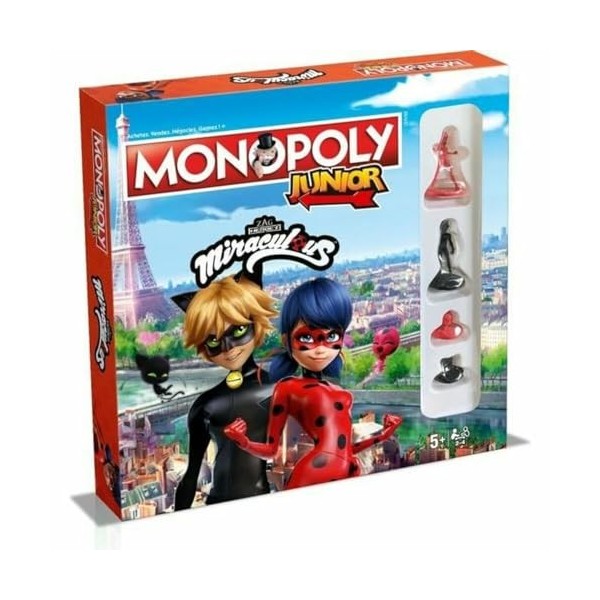 WINNING MOVES - MONOPOLY JUNIOR MIRACULOUS - Jeu de société - Jeu de plateau - Accessible des 5 ans - Version française