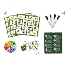Janod - AnimaliX - Jeu de Déduction - Devine lAnimal - 1 Roue + 4 Plateaux Individuels + 32 Cartes + 4 Feutres Effaçables - 