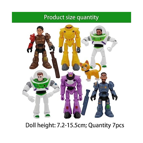 DGTSYAL Figurines, 7 pièces Buzz Lightyear Figurines daction 7.2-15.5 cm Gâteau Topper, interagit avec dautres Figurines et