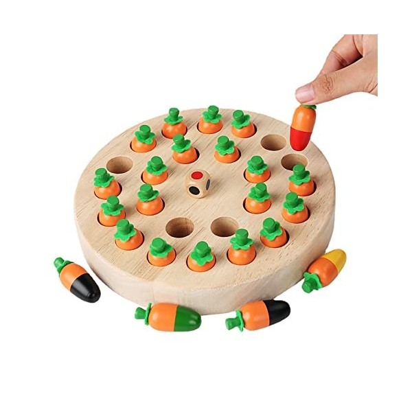 HOVCEH Échecs de Mémoire pour Enfant, Jeux de Mémoire en Bois Jouet Enfant, Couleur Cognitive & Mémoire de Formation, Cadeau 