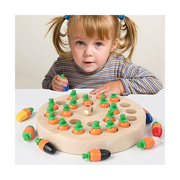 HOVCEH Échecs de Mémoire pour Enfant, Jeux de Mémoire en Bois Jouet Enfant, Couleur Cognitive & Mémoire de Formation, Cadeau 