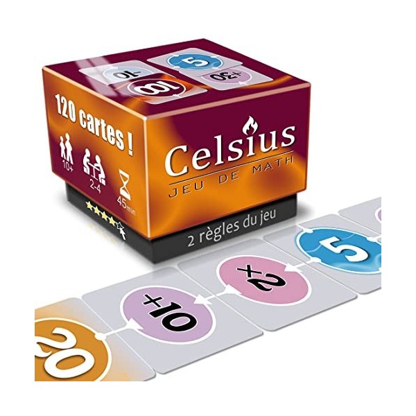 Celsius: Jeu de calcul 2 à 4 Joueurs simultanés. Trouvez à lopération la Plus Efficace. Math ludique pour Tout âge. Cadeau A