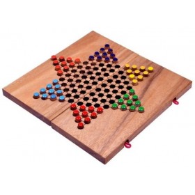 LOGOPLAY Halma GR. L - Stern Halma - Chinese Checkers - Jeu de stratégie - Jeu de société en Bois avec Plateau de Jeu Pliable