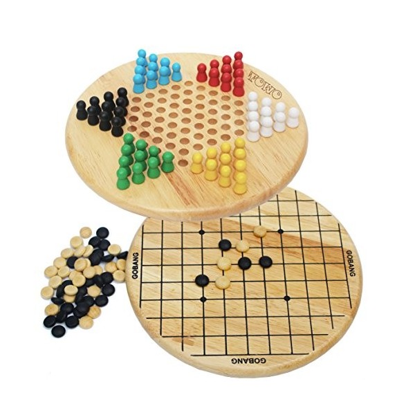 TOWO Jeu de solitaire et labyrinthe en bois 2 en 1 - Jeu de société classique à un joueur - 25 cm - Jeu déquilibre et de str