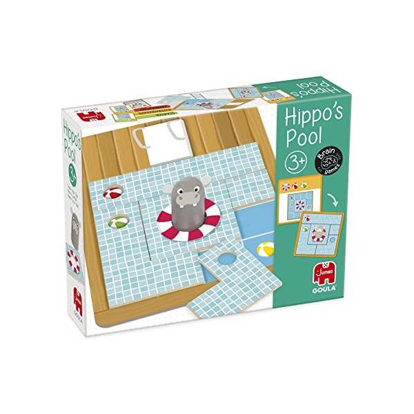 Goula - Hippos Pool - Jeu de Logique - 30 Cartes Défis avec 3 Niveaux de Difficulté - Jeu de Société pour Enfants - A partir