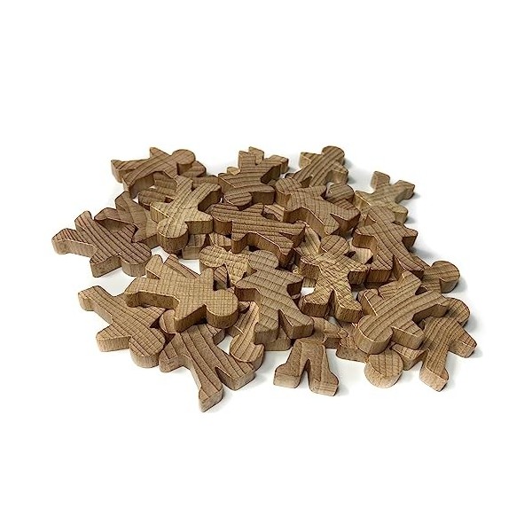 Spieltz Lot de 30 grandes figurines de jeu de société en bois naturel non traité 5 cm 35 x 50 x 10 mm 