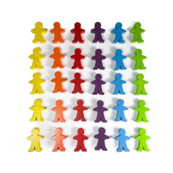 Spieltz Lot de 30 grandes figurines de jeu de société en bois naturel non traité 5 cm 35 x 50 x 10 mm 