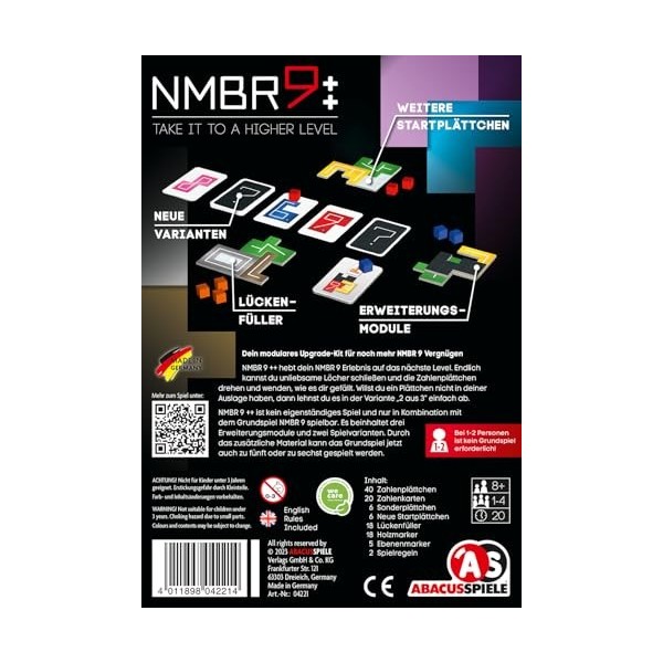 ABACUSSPIELE- NMBR 9 NMBR9 Extension dEmpilage Jeu Educatif, 04221, élarg