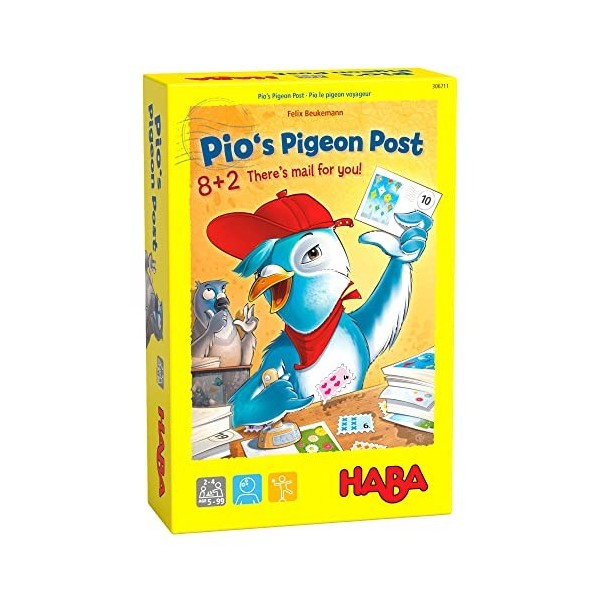 HABA 306711 Pios Pigeon Post - Un jeu darithmétique amusant qui enseigne les chiffres de 1 à 20, pour les joueurs de 5 ans 