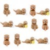 Lot de 12 figurines de loutres miniatures, collection de figurines, paysage de mousse miniature de jardin, animaux de dessin 