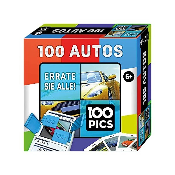 100 PICS 20208049 Jeu de quizz Voiture Jeu éducatif pour Toute la Famille Jeu de Voyage pour Adultes et Enfants à partir de 6