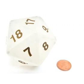 Pearl with Gold Numbers Dice D20 55mm 2.16in Koplow Games