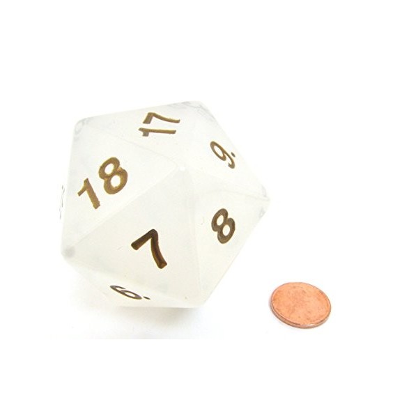 Pearl with Gold Numbers Dice D20 55mm 2.16in Koplow Games