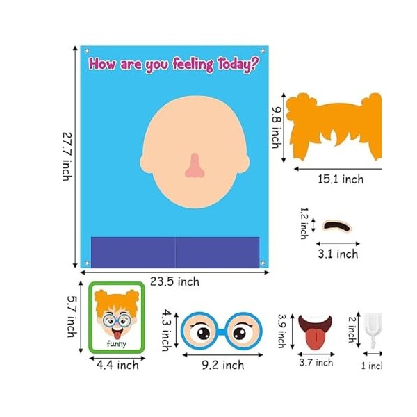 Amagogo Jouet dapprentissage social et émotionnel, planche en feutre, création de plusieurs expressions faciales, jeux de vi