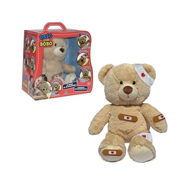 ORSO BOBO, Ours en Peluche avec Fonctions électroniques, A soigner avec des pansements et des Bandes, Parle en français, Joue