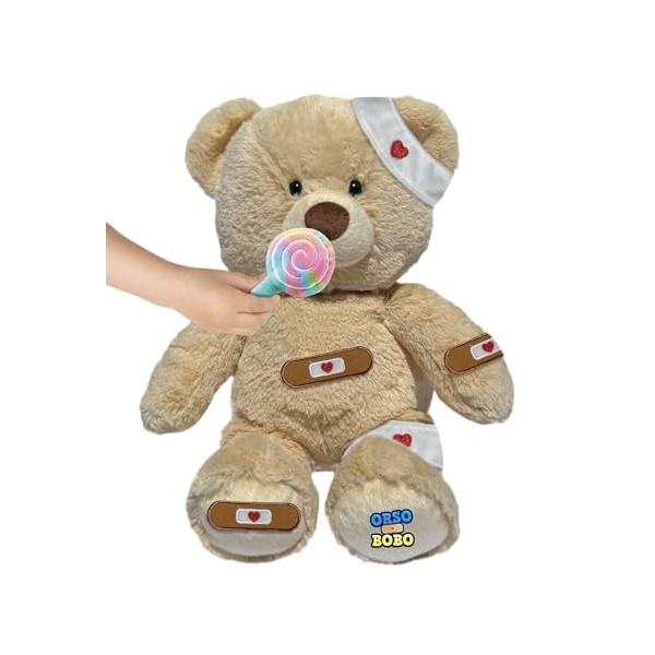 ORSO BOBO, Ours en Peluche avec Fonctions électroniques, A soigner avec des pansements et des Bandes, Parle en français, Joue