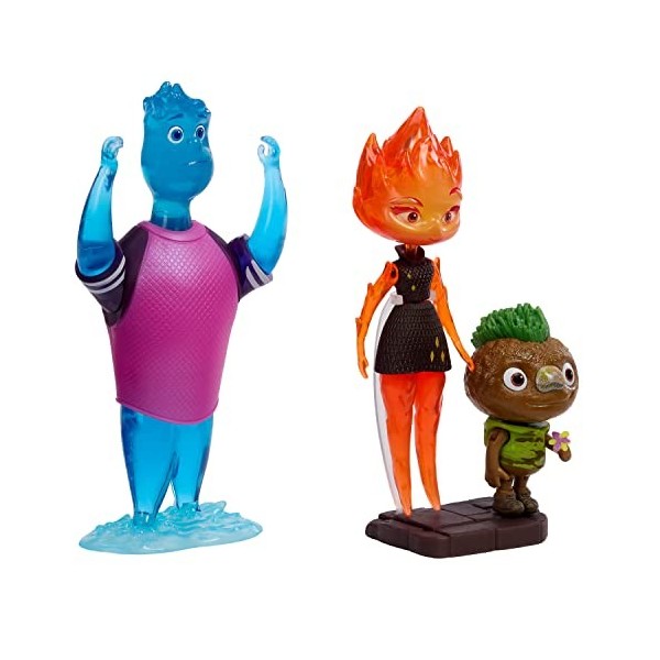 Disney Pixar Coffret De 3 Figurines Articulées Des Personnages Du Film Élémentaire, Flack, Flam Et Clod, À Collectionner, Jou