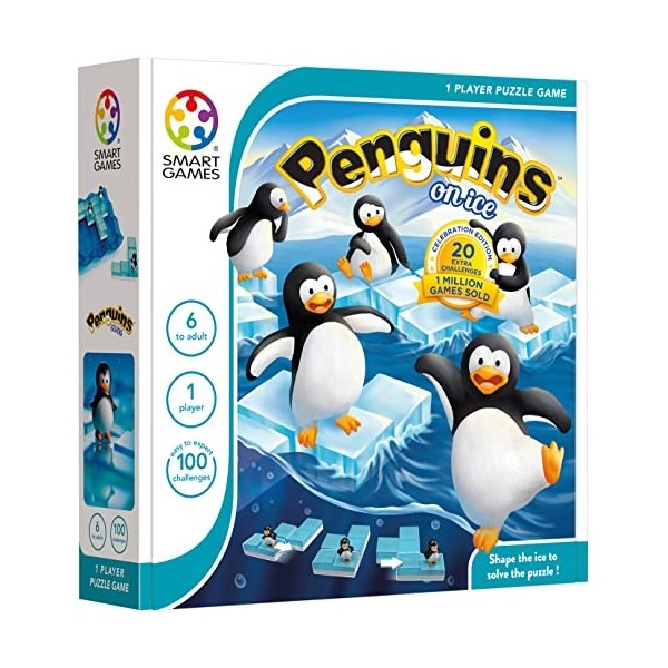 Smart Games - Penguins on Ice, Puzzle Game with 100 Challenges, 6+ Years