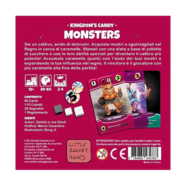 LITTLE ROCKET GAMES Kingdom Candy Monsters Jeu de table en italien