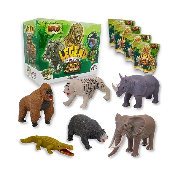 Sbabam, Funny Box Jungle Predators Maxi, Jeux pour Enfants Kiosques à journaux, Animaux Jouet pour Enfants Pack 4 Pcs Animaux