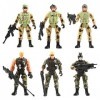 BEBESI 6 Pièces Jouet Figurine Militaire, Figurines Soldats Mobiles avec Arme Figurine daction Soldats en Plastique Armée Mi