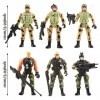 BEBESI 6 Pièces Jouet Figurine Militaire, Figurines Soldats Mobiles avec Arme Figurine daction Soldats en Plastique Armée Mi