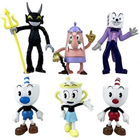 Ropniik 6PCS Cuphead Figurines,Cuphead Mini Figurines Kit,Kawaii Anime Figures,Décorations de Gâteaux,Décorations de Voitures