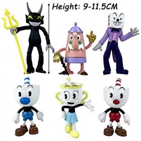Ropniik 6PCS Cuphead Figurines,Cuphead Mini Figurines Kit,Kawaii Anime Figures,Décorations de Gâteaux,Décorations de Voitures