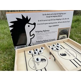 Hectic Highways Jeu en bois hérisson Jeu de palet Sling Jeu de hockey, jeu familial Fast Sling Jeu familial en bois