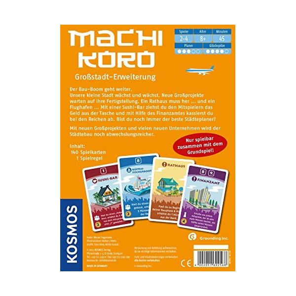 Franckh-Kosmos Machi Koro - Großstadterweiterung: Für 2-4 Spieler AB 8 Jahren.