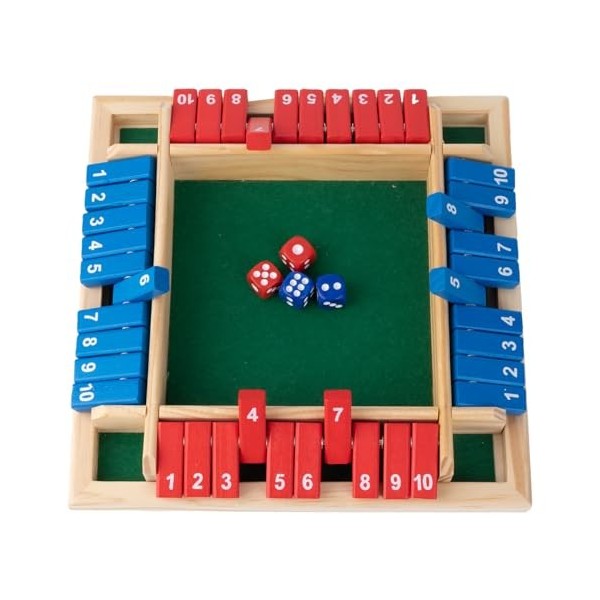 Fafaherr Jeu de société Boîte Jeu de Cube, Shut The Box Jeu de société de Cube pour 4 Joueurs Fermez la boîte Tableau en Bois