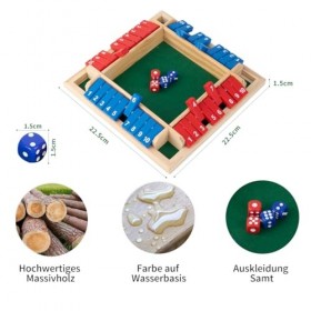 Fafaherr Jeu de société Boîte Jeu de Cube, Shut The Box Jeu de société de Cube pour 4 Joueurs Fermez la boîte Tableau en Bois