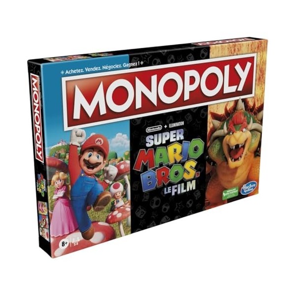 Monopoly : éditon Film Super Mario Bros., Jeu de Plateau pour Enfants, inclut pion Bowser